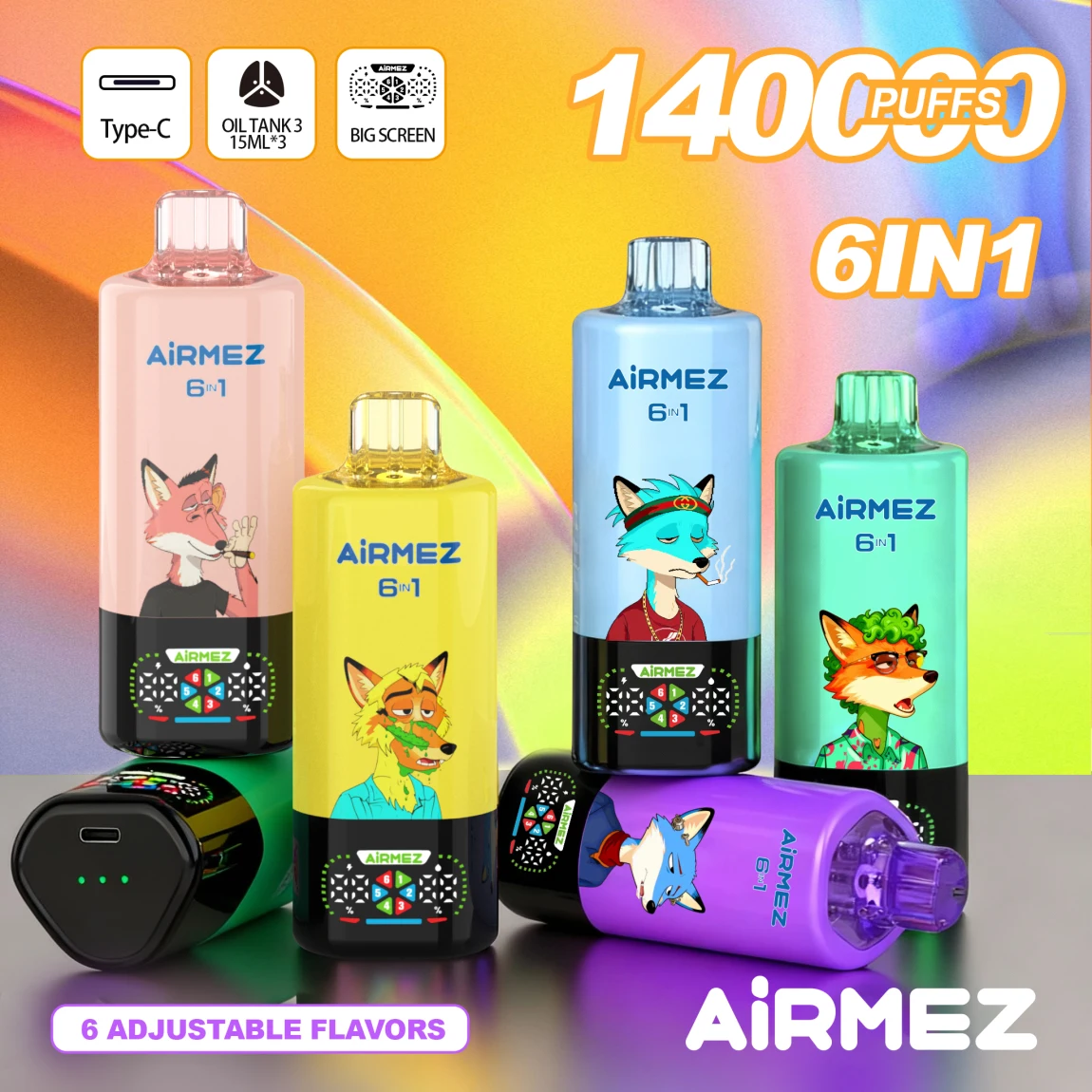 Airmez FOX 140K 6in1 jednorazové vape