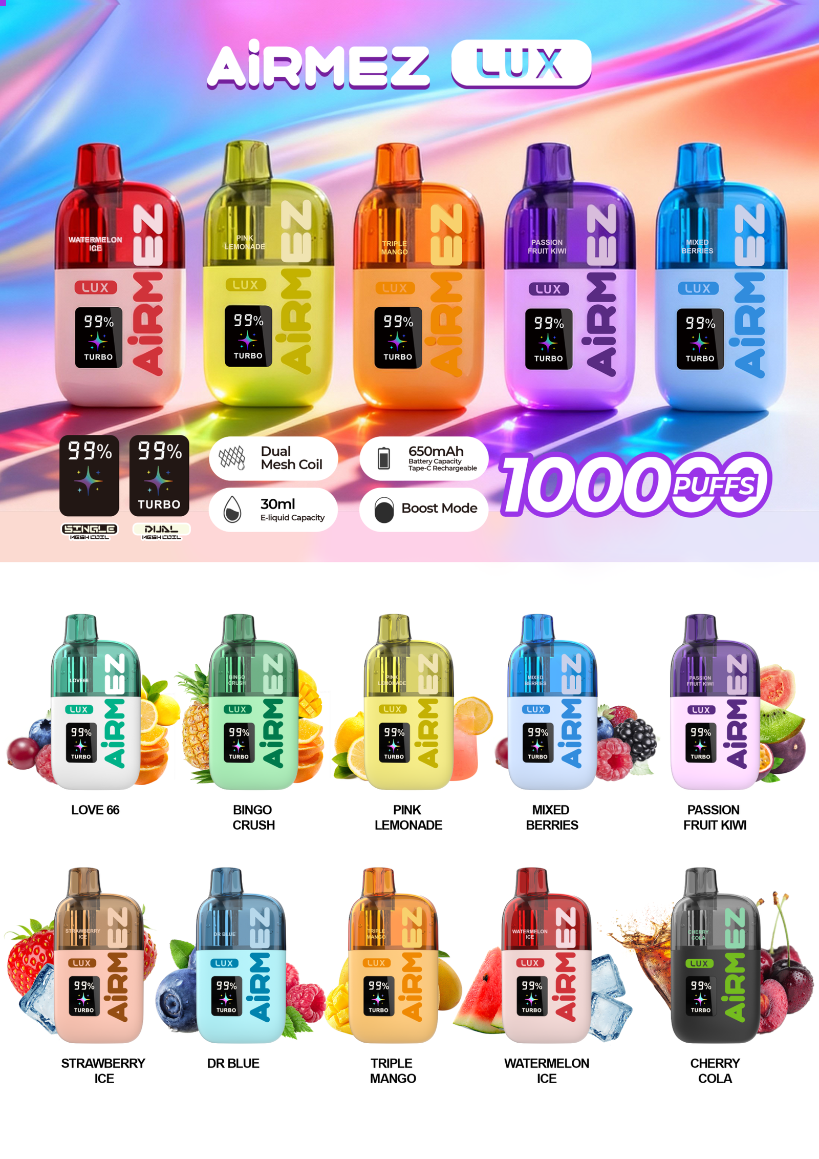 Airmez Lux 100K jednorazové vape – produktový pohľad 02