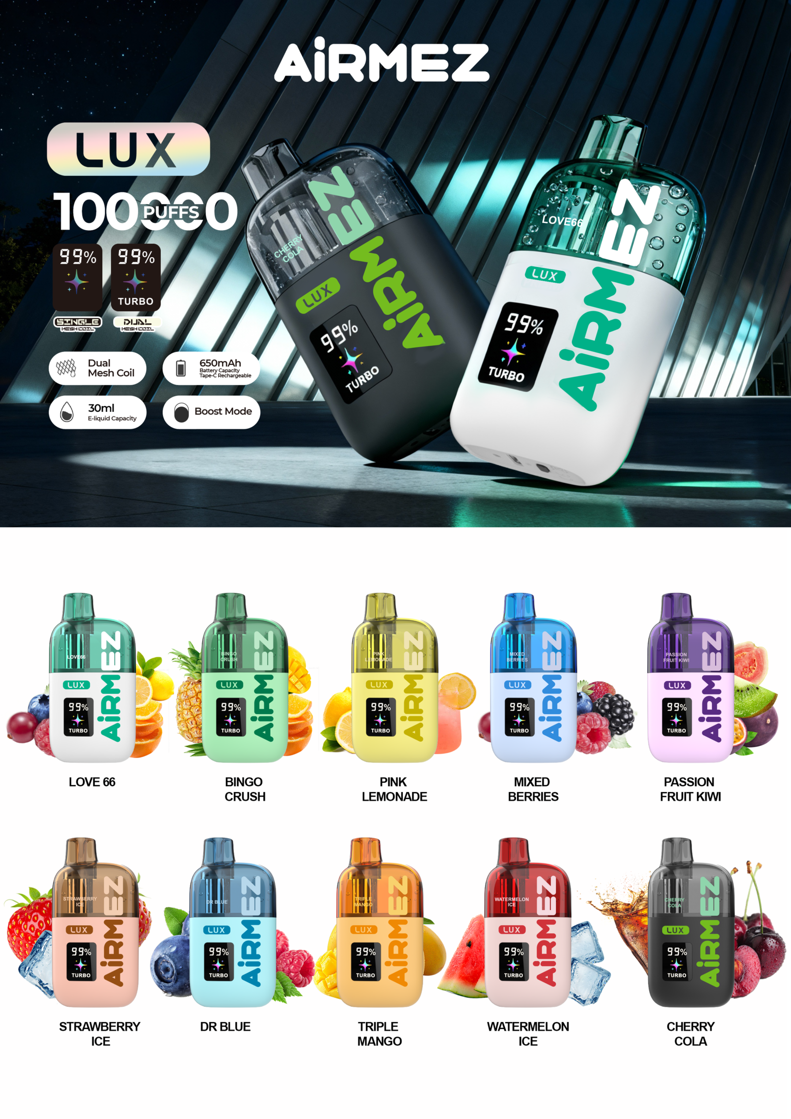 Airmez Lux 100K jednorazové vape – produktový pohľad 03