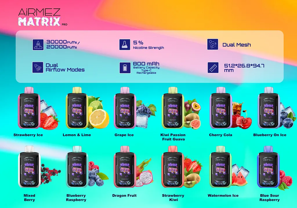Airmez Matrix Pro 30K jednorazové vape – produktový pohľad 02
