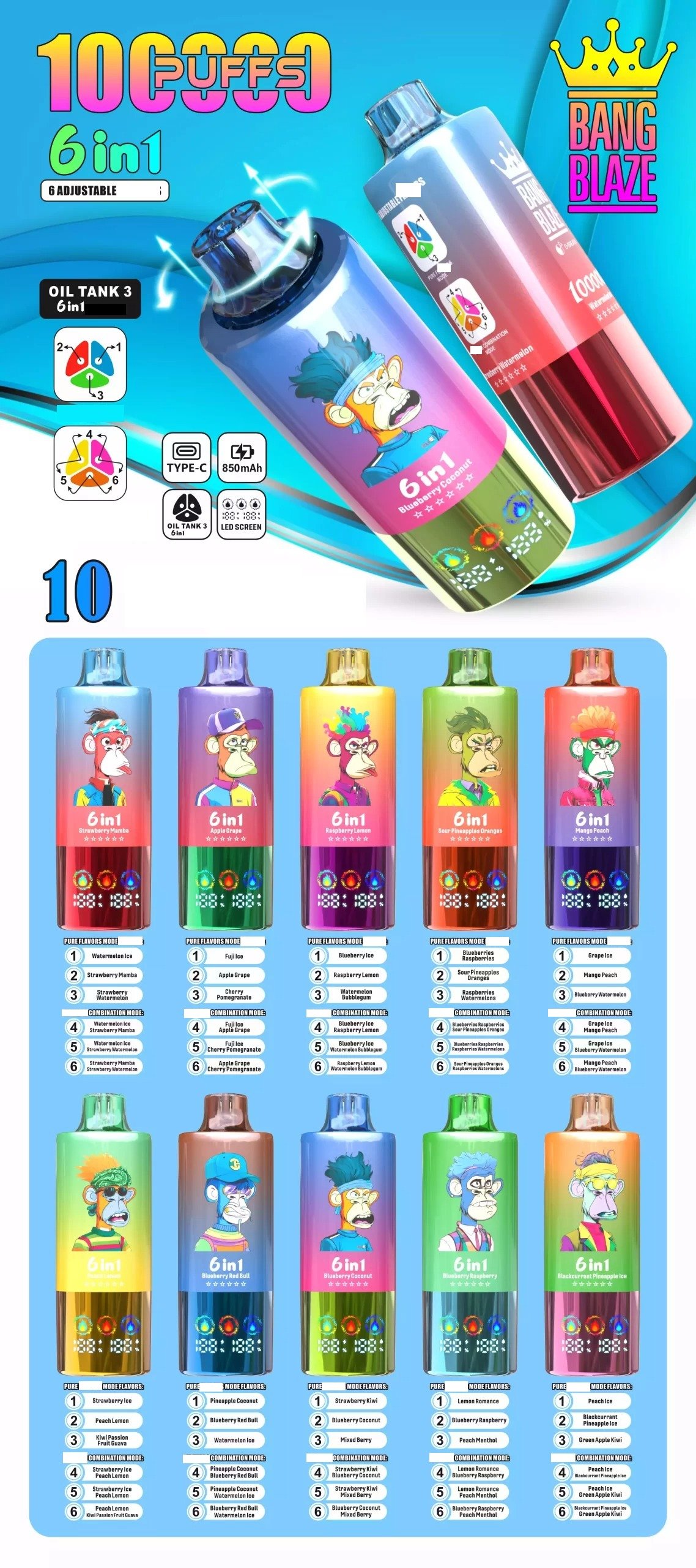 Bang Blaze 100K 6in1 jednorazové vape – produktový pohľad 02