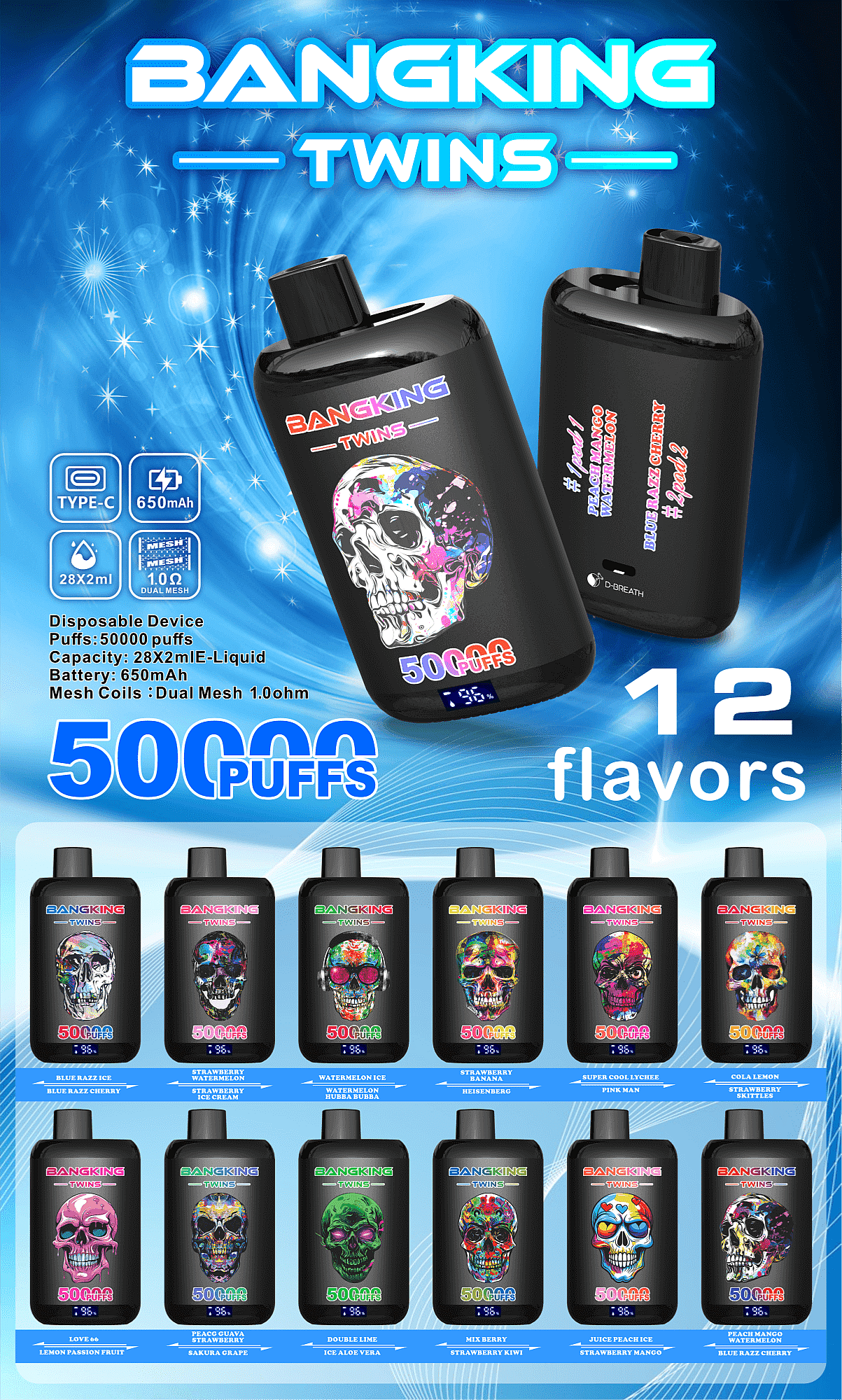 Bang King Twins 50K jednorazové vape