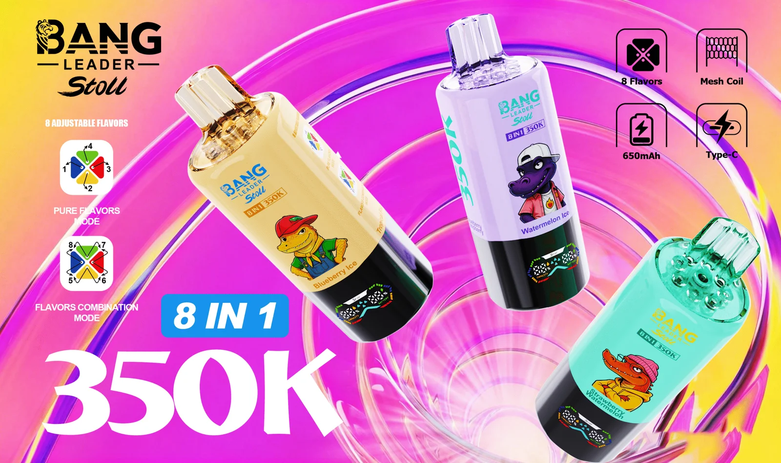 Bang Leader 350K Stol 8in1 jednorazové vape
