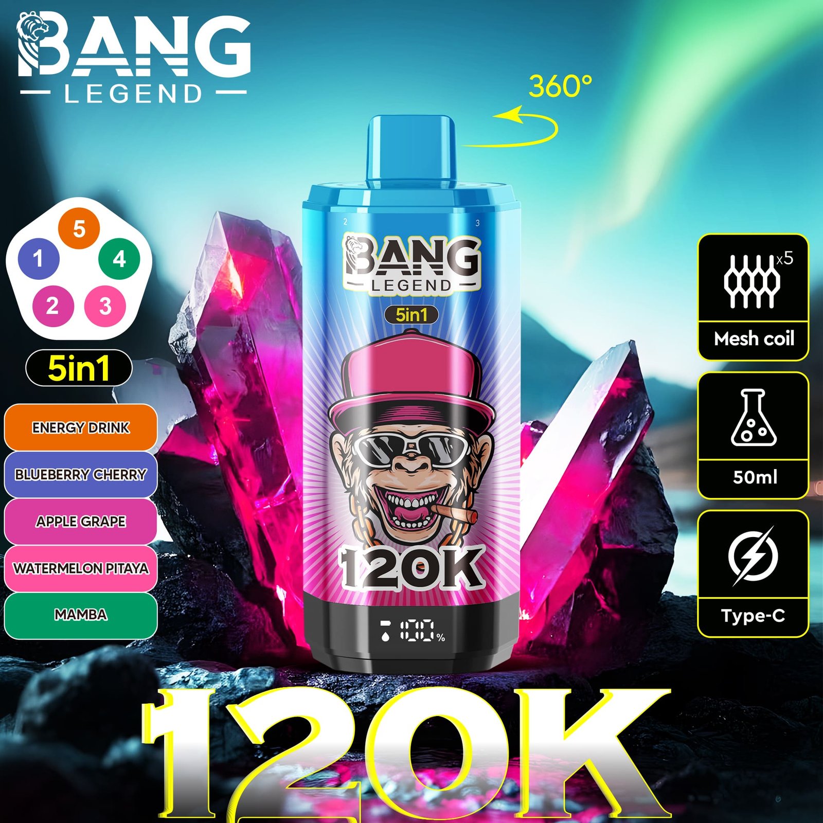 Bang Legend 120K 5in1 jednorazové vape