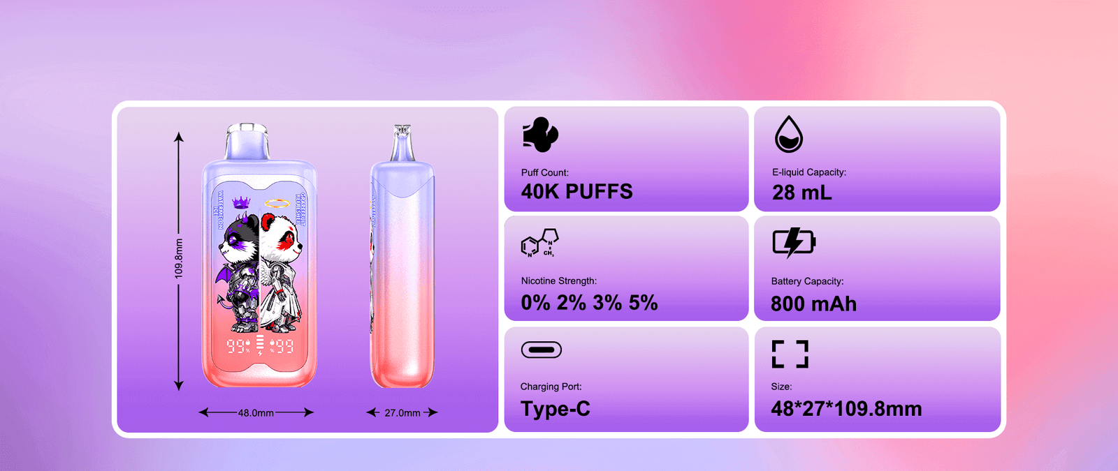 Merry Mi Panda Twins 40K jednorazové vape – produktový pohľad 03