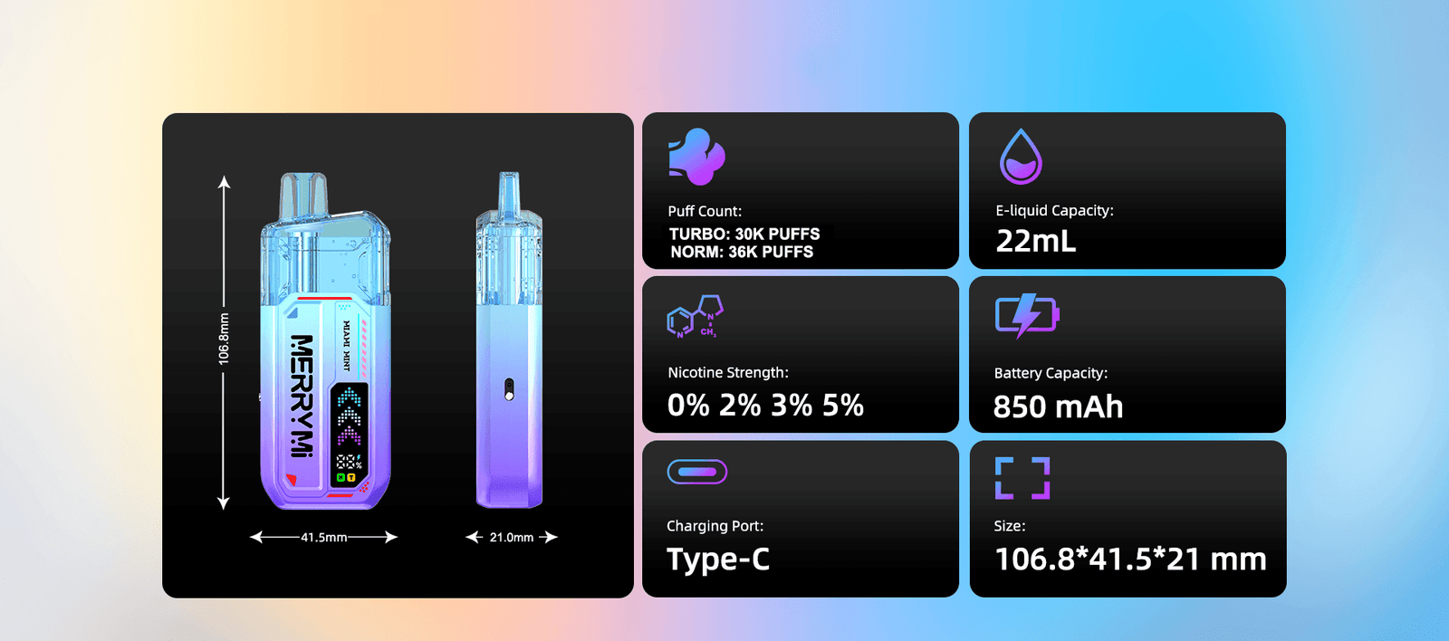 Merry Mi Mecha X 16K jednorazové vape – produktový pohľad 02